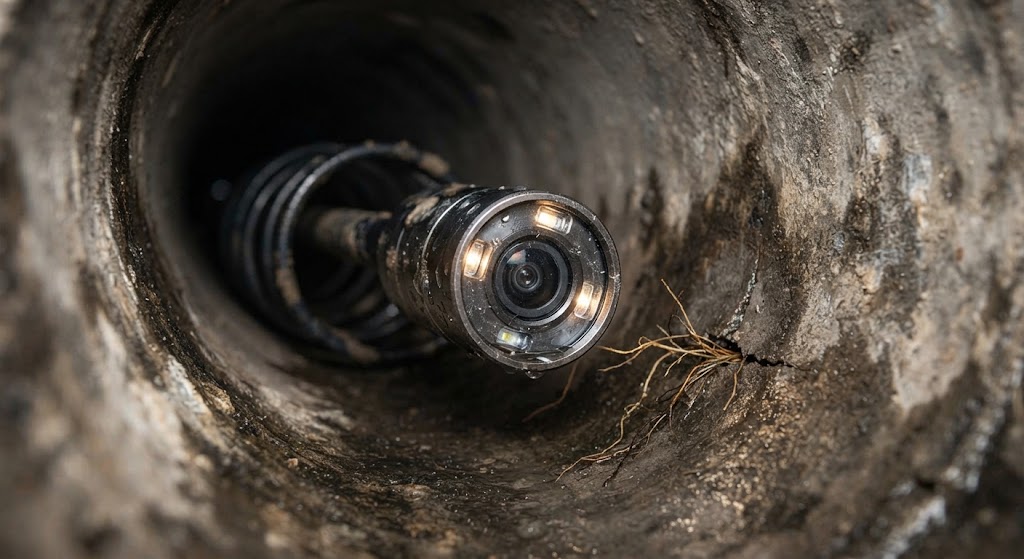 sewer line leak detection Ewing NJ technician performing camera inspection